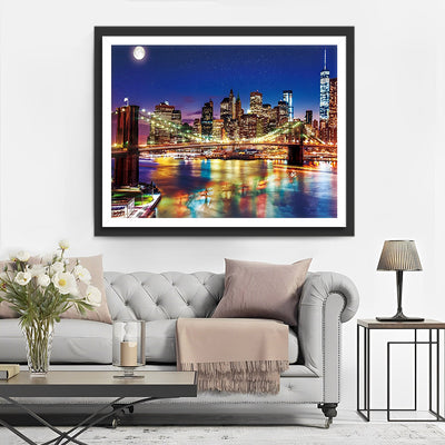 Pont de Brooklyn de Nuit Broderie Diamant 