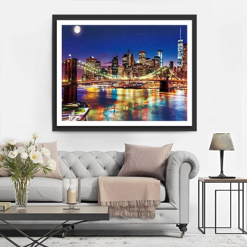 Pont de Brooklyn de Nuit Broderie Diamant 