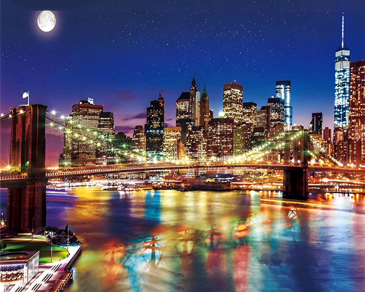Pont de Brooklyn de Nuit Broderie Diamant