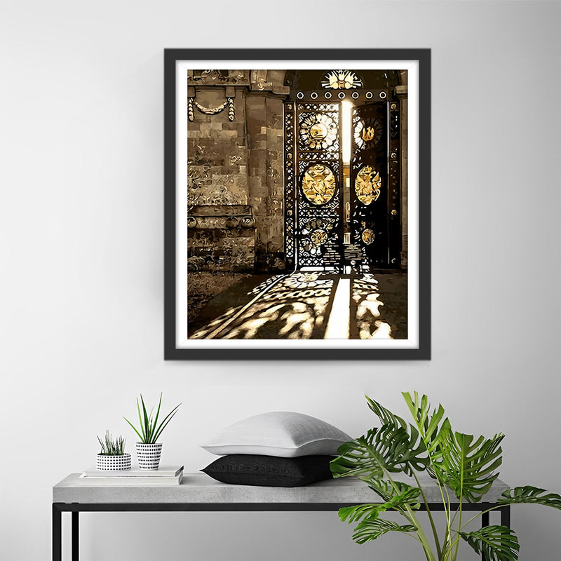 Porte en Bois et Marches au Bord de la Mer Broderie Diamant
