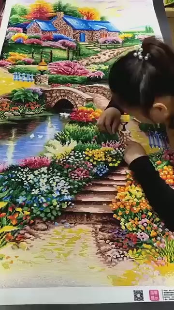 Jardin Paysage avec des Plantes et Animaux Broderie Diamant