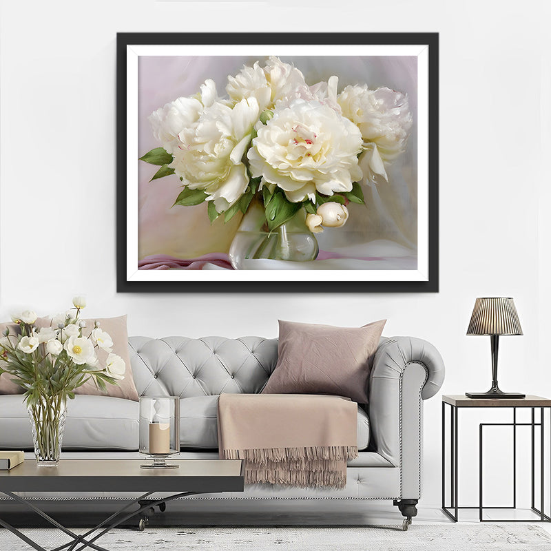 Quatre Fleurs Pures dans un Vase en verre Broderie Diamant