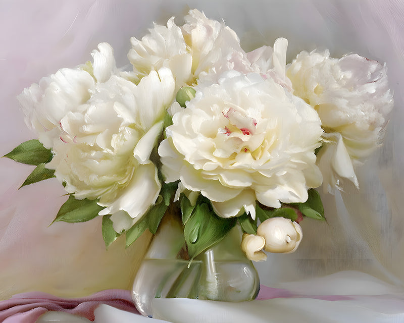 Quatre Fleurs Pures dans un Vase en verre Broderie Diamant