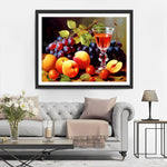 Raisins, Pêches et Vin Broderie Diamant