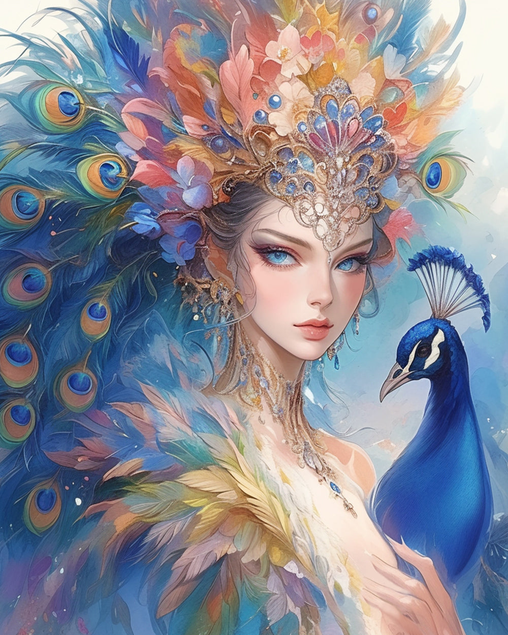 Reine Paon Broderie Diamant