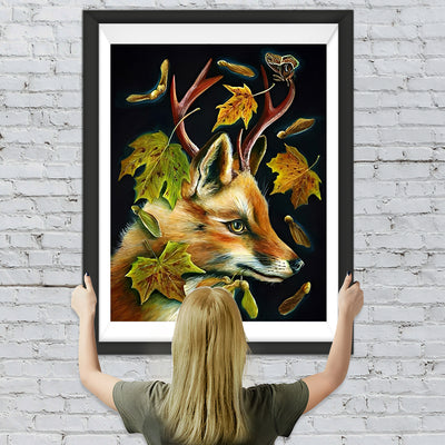 Renard et les Feuilles d'Erable Broderie Diamant