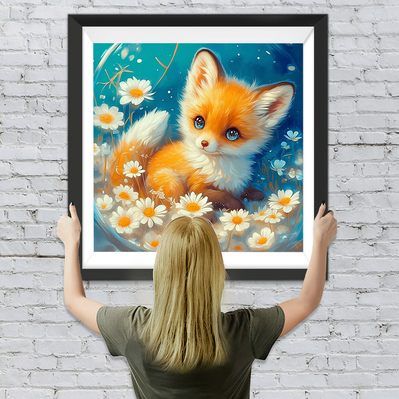 Renard et Pâquerette Broderie Diamant