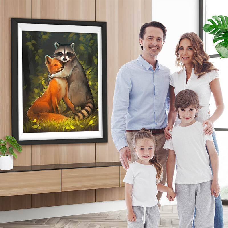 Renard et Racoon Broderie Diamant