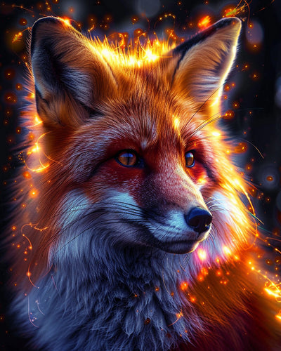 Renard Lumineux Broderie Diamant 