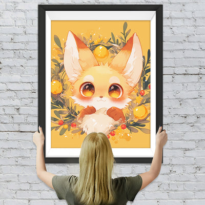 Renard Mignon Doré Broderie Diamant