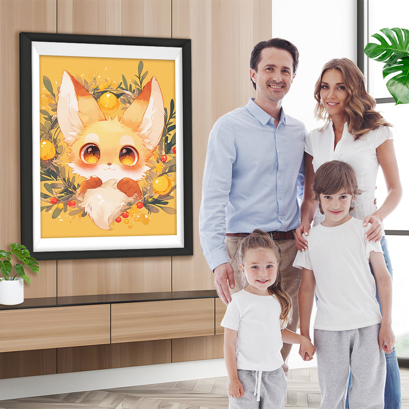 Renard Mignon Doré Broderie Diamant