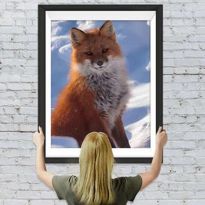 Renard Roux dans la Neige Broderie Diamant