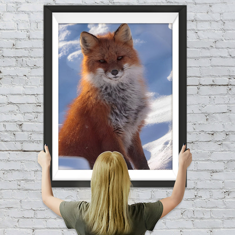 Renard Roux dans la Neige Broderie Diamant