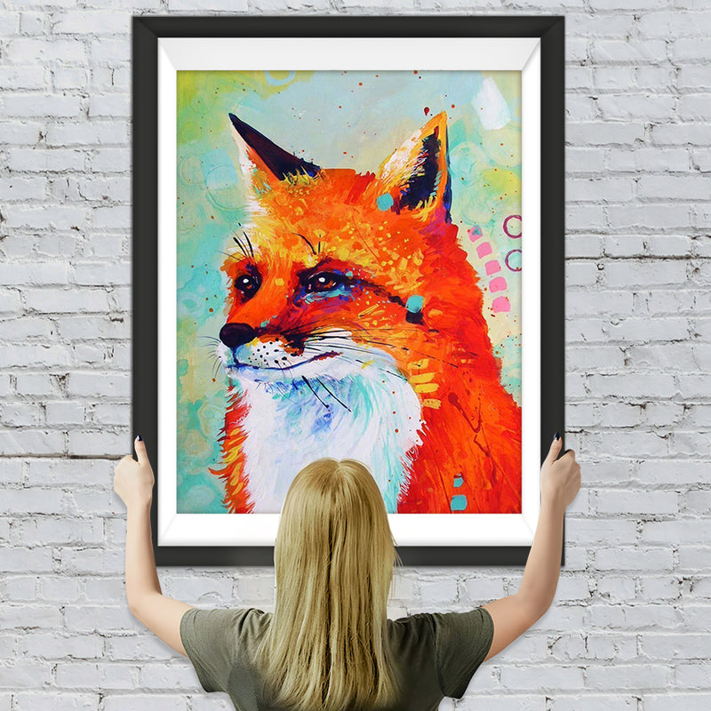 Renard Roux Dessiné Broderie Diamant