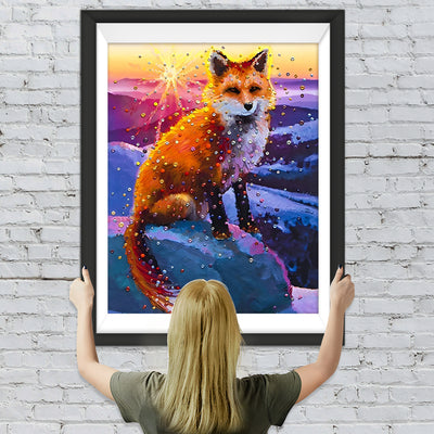 Renard Roux et les Perles Multicolores Broderie Diamant
