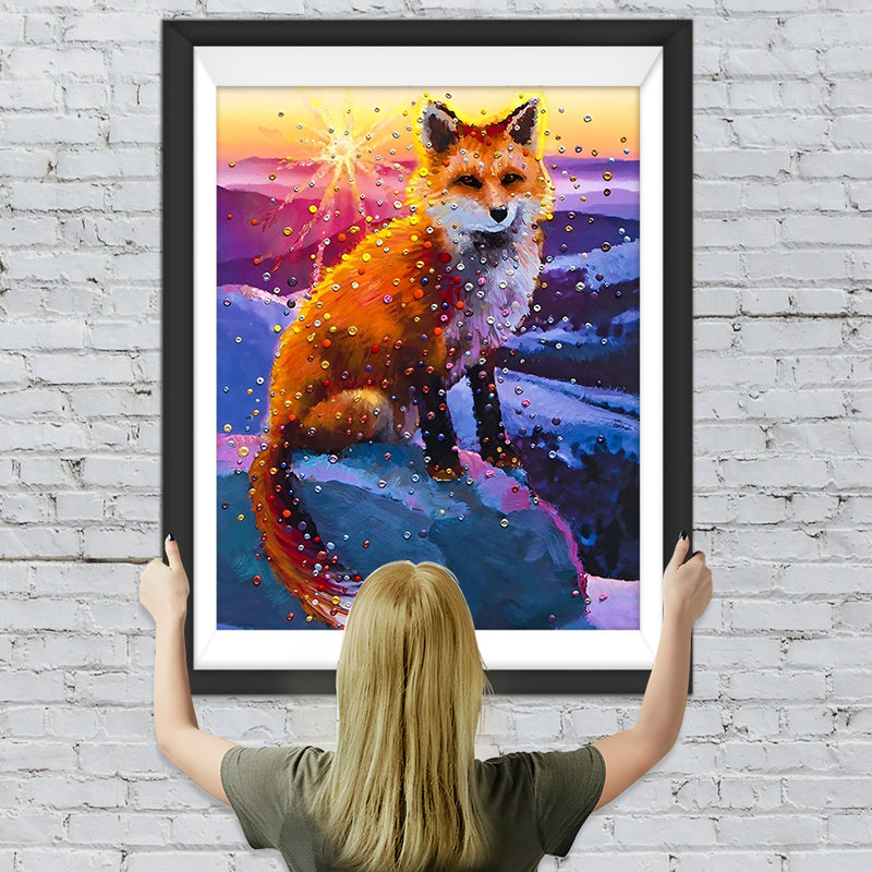 Renard Roux et les Perles Multicolores Broderie Diamant
