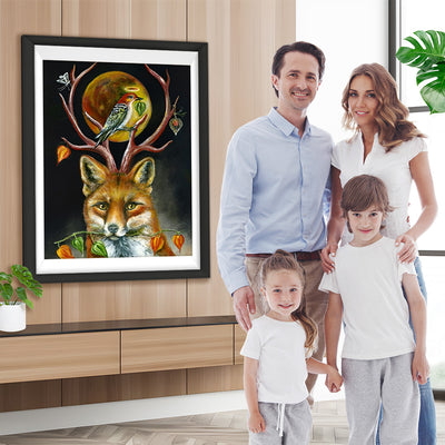 Renard Roux et Oiseau Broderie Diamant