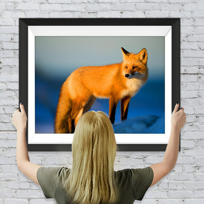 Renard Roux sous le Soleil Couchant Broderie Diamant