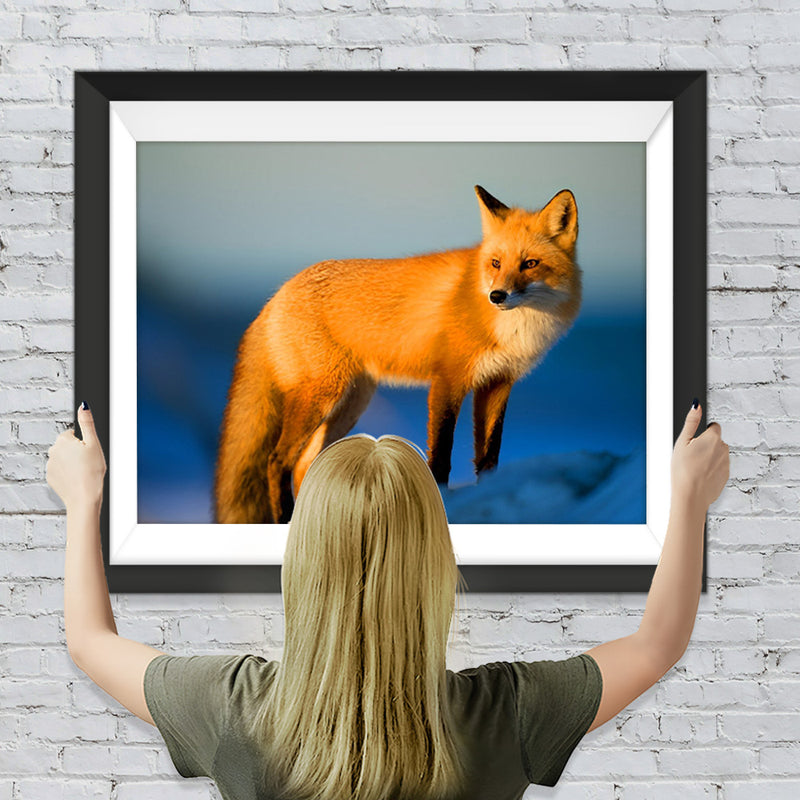 Renard Roux sous le Soleil Couchant Broderie Diamant
