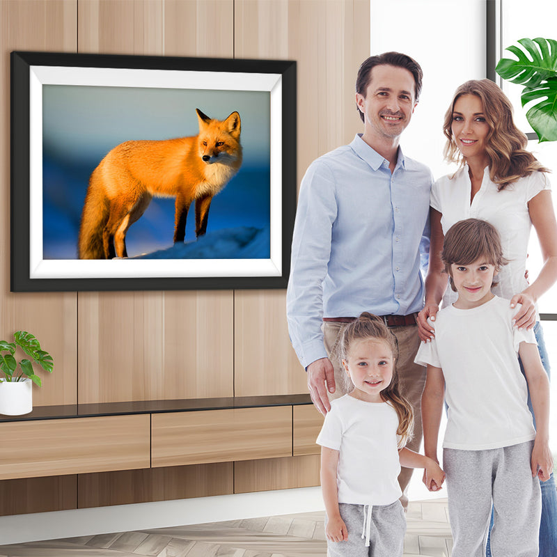 Renard Roux sous le Soleil Couchant Broderie Diamant