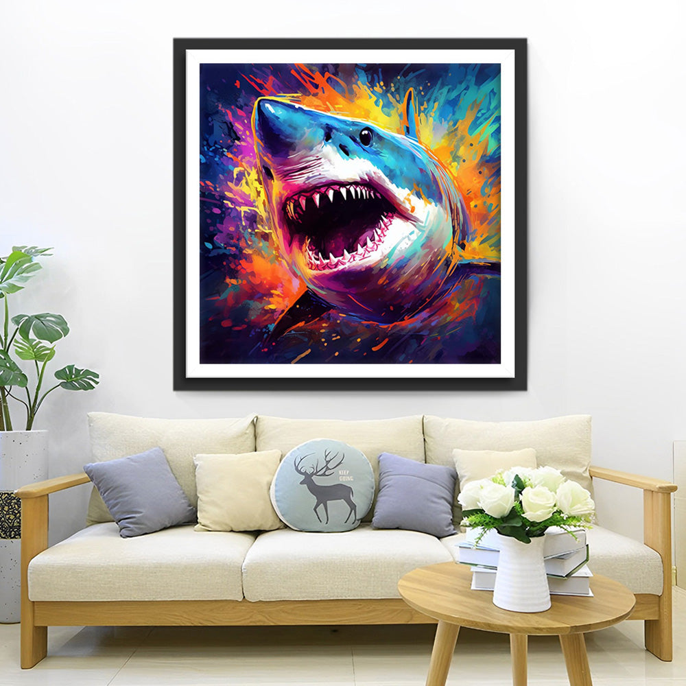 Requin Feroce Broderie Diamant