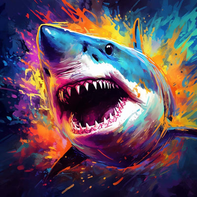 Requin Feroce Broderie Diamant