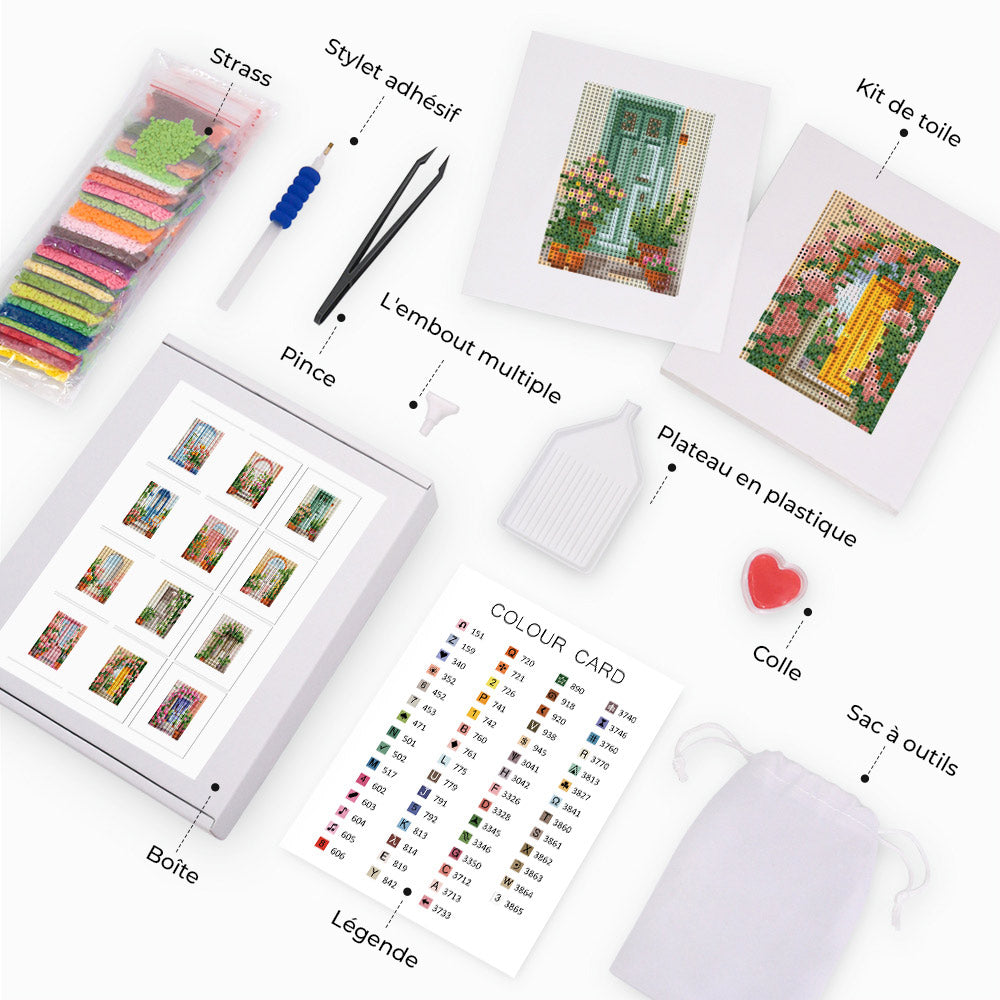 Rêves de Fenêtres Florales 12 Pièces – Kit de Broderie Diamant Mini