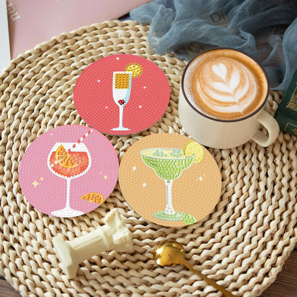 Riche Variété de Champagne Sous-tasse Broderie Diamant 8Pcs