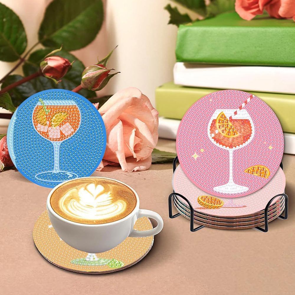 Riche Variété de Champagne Sous-tasse Broderie Diamant 8Pcs