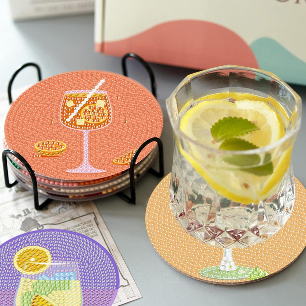 Riche Variété de Champagne Sous-tasse Broderie Diamant 8Pcs