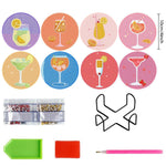 Riche Variété de Champagne Sous-tasse Broderie Diamant 8Pcs