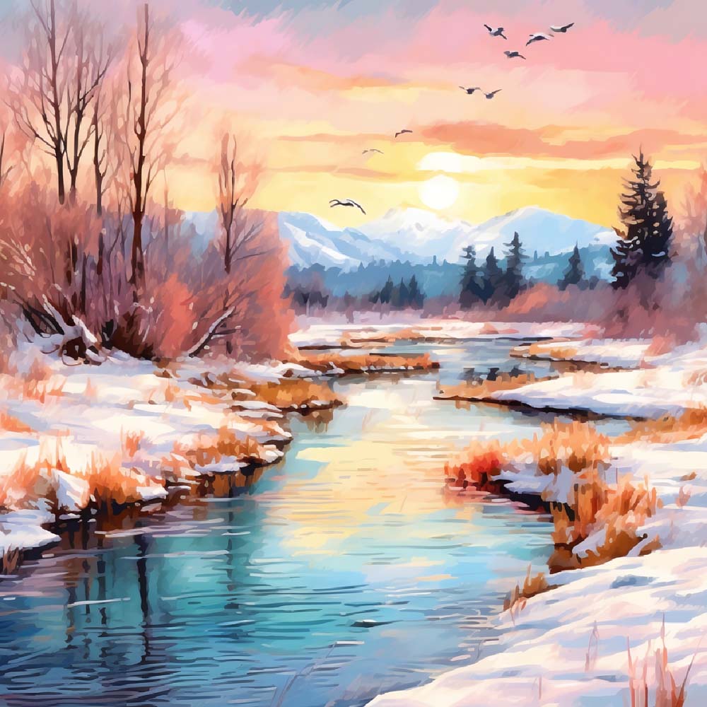 Rivière Couvert de Neige Broderie Diamant