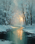 Rivière dans la Forêt Enneigée Broderie Diamant