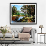 Rivière dans la Forêt Estivale Broderie Diamant