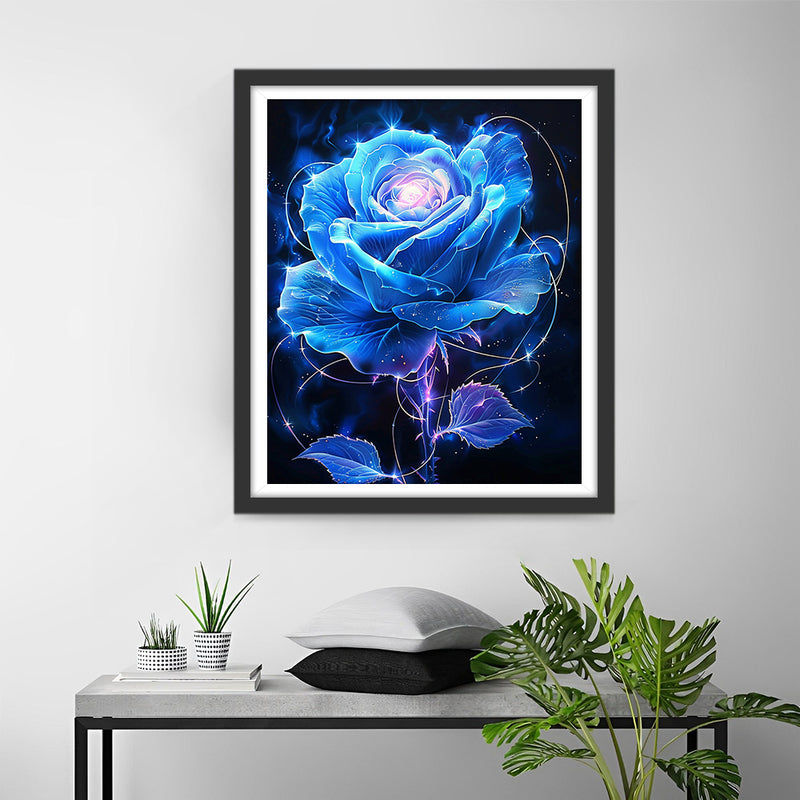 Rose Bleue Lumineuse Broderie Diamant