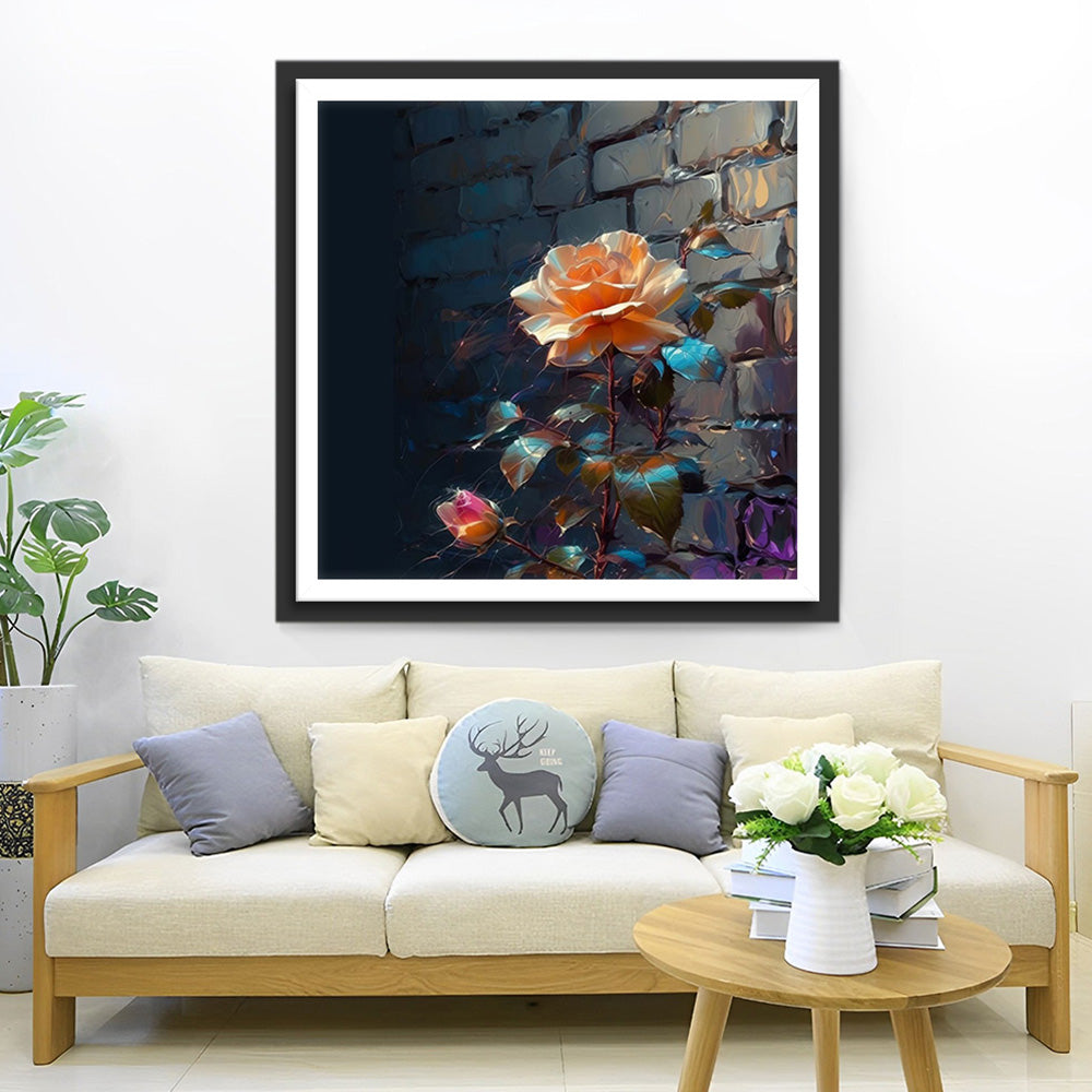 Rose Champagne dans le Coin Broderie Diamant