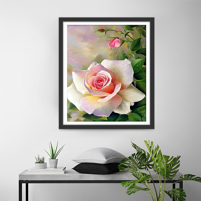 Rose Champagne et Boutons Broderie Diamant