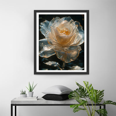 Rose Cristalline Transparente Broderie Diamant