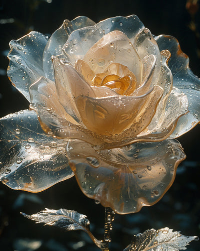 Rose Cristalline Transparente Broderie Diamant