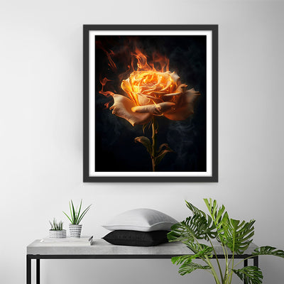 Rose de Feu Jaune Broderie Diamant