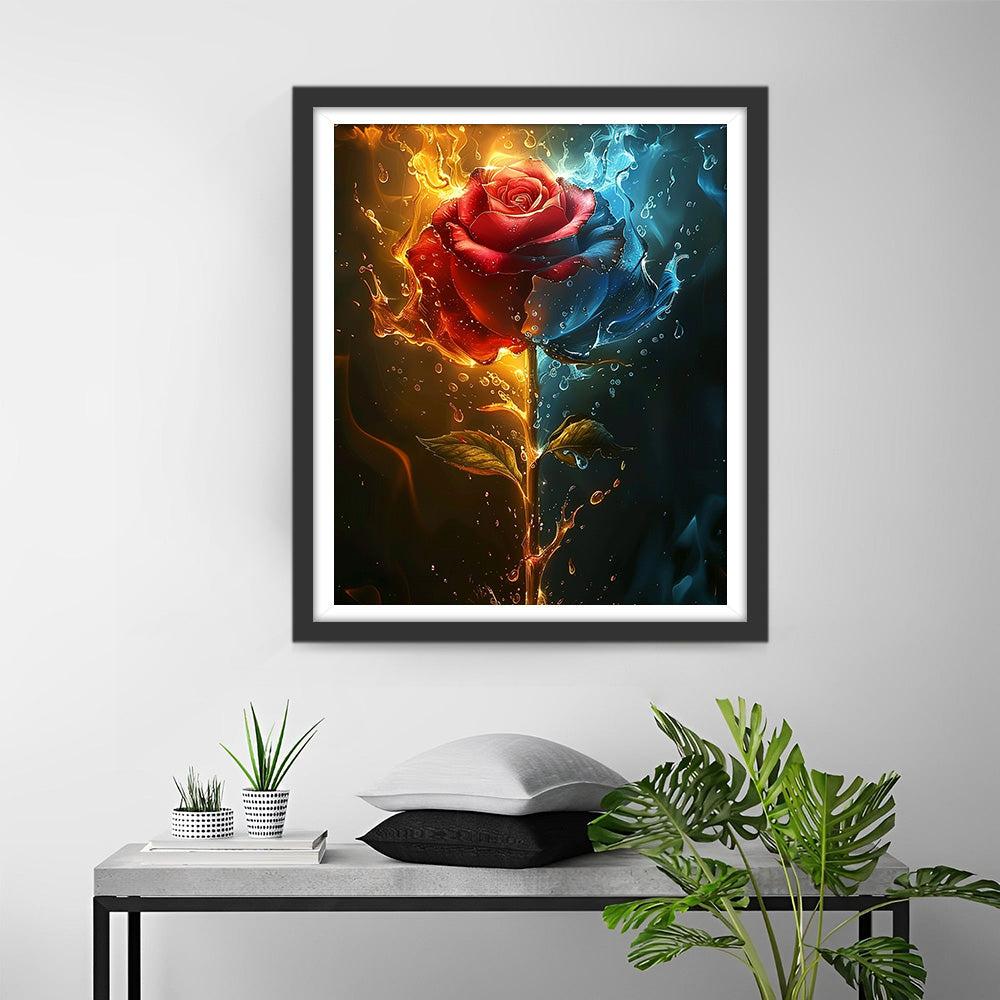 Rose de Glace et de Feu Broderie Diamant