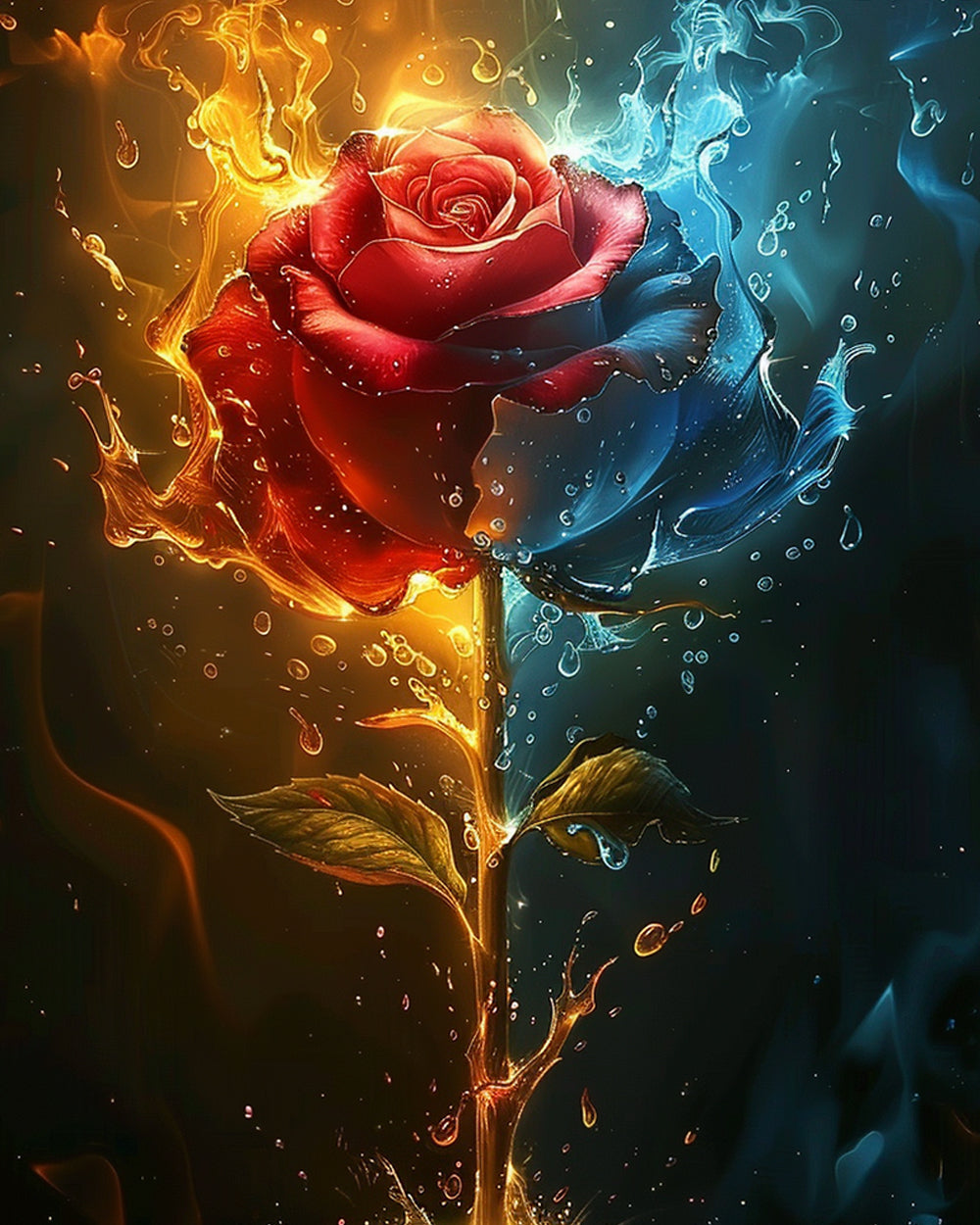 Rose de Glace et de Feu Broderie Diamant