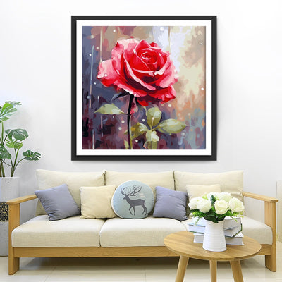 Rose Rose sous la Pluie Broderie Diamant