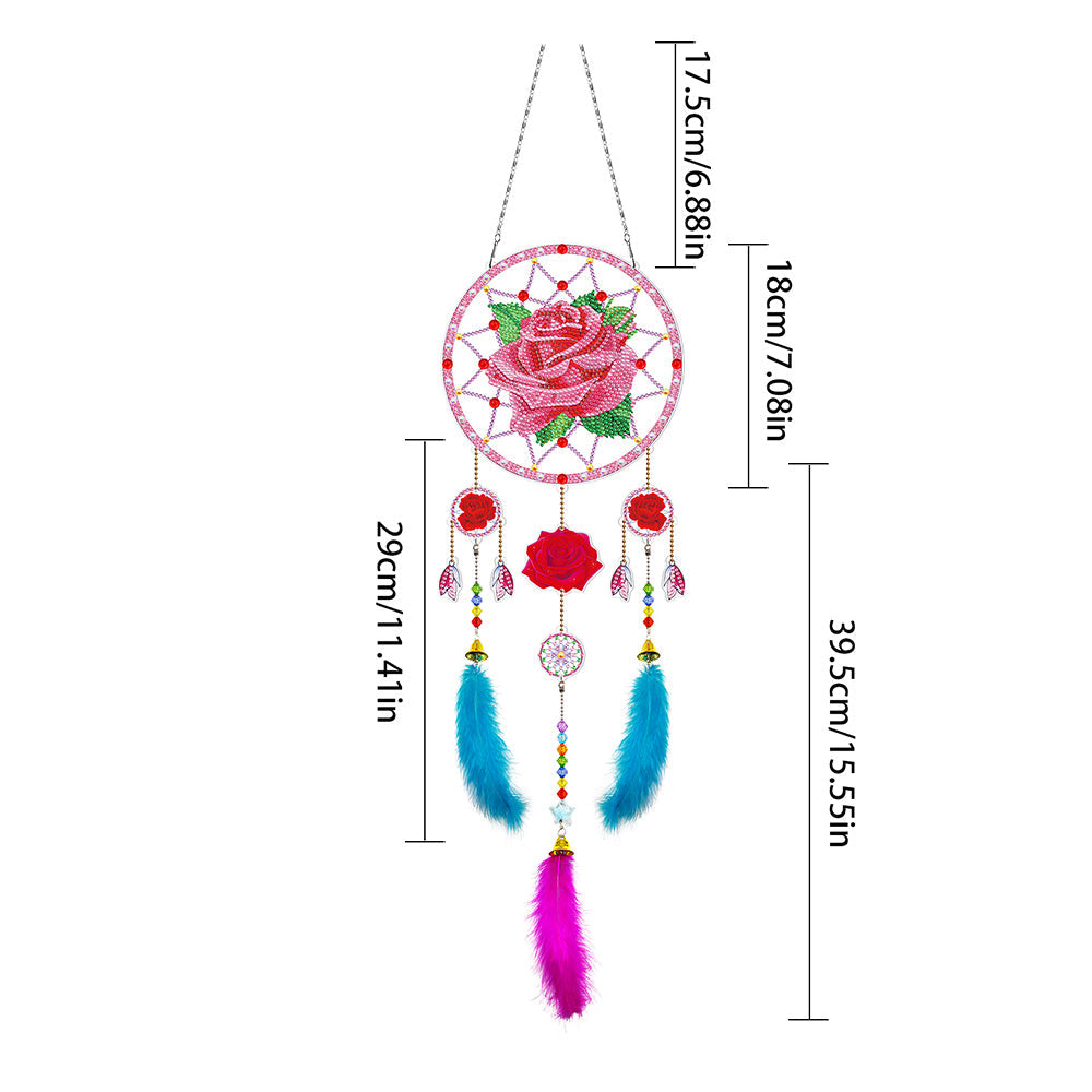 Rose Rouge Kit de Broderie Diamant 2D Plate - Attrape-rêve à Suspendre