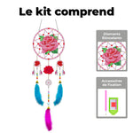 Rose Rouge Kit de Broderie Diamant 2D Plate - Attrape-rêve à Suspendre