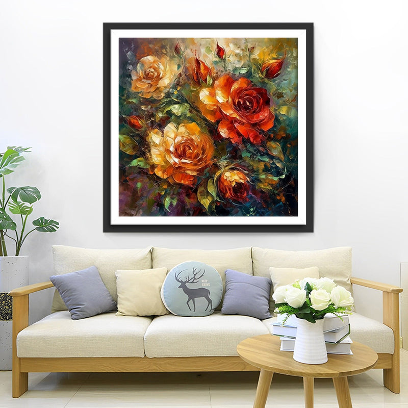 Roses et Bourgeons Broderie Diamant