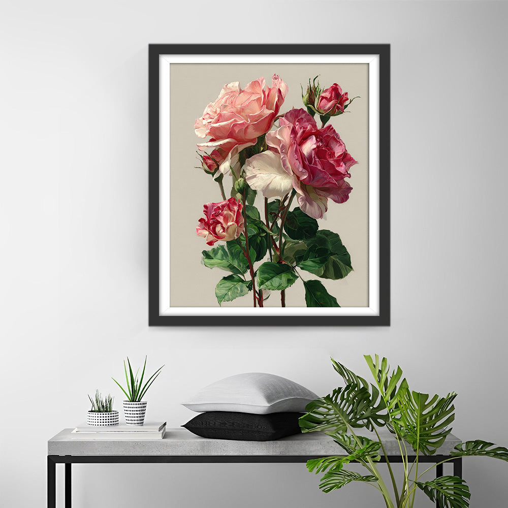 Roses et Bourgeons Broderie Diamant