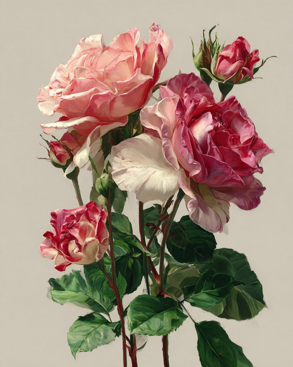 Roses et Bourgeons Broderie Diamant