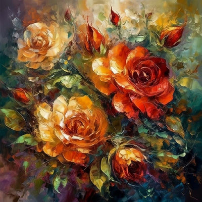 Roses et Bourgeons Broderie Diamant