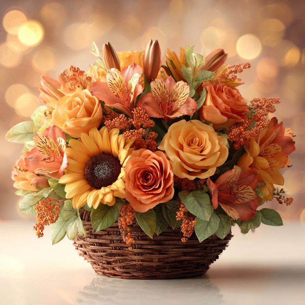 Roses, Lys et Tournesols dans le Panier Broderie Diamant